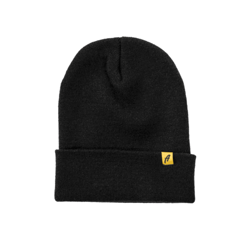 Black Affenhand beanie with a yellow logo detail